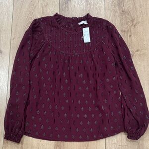 LOFT Burgundy Blouse with Pattern